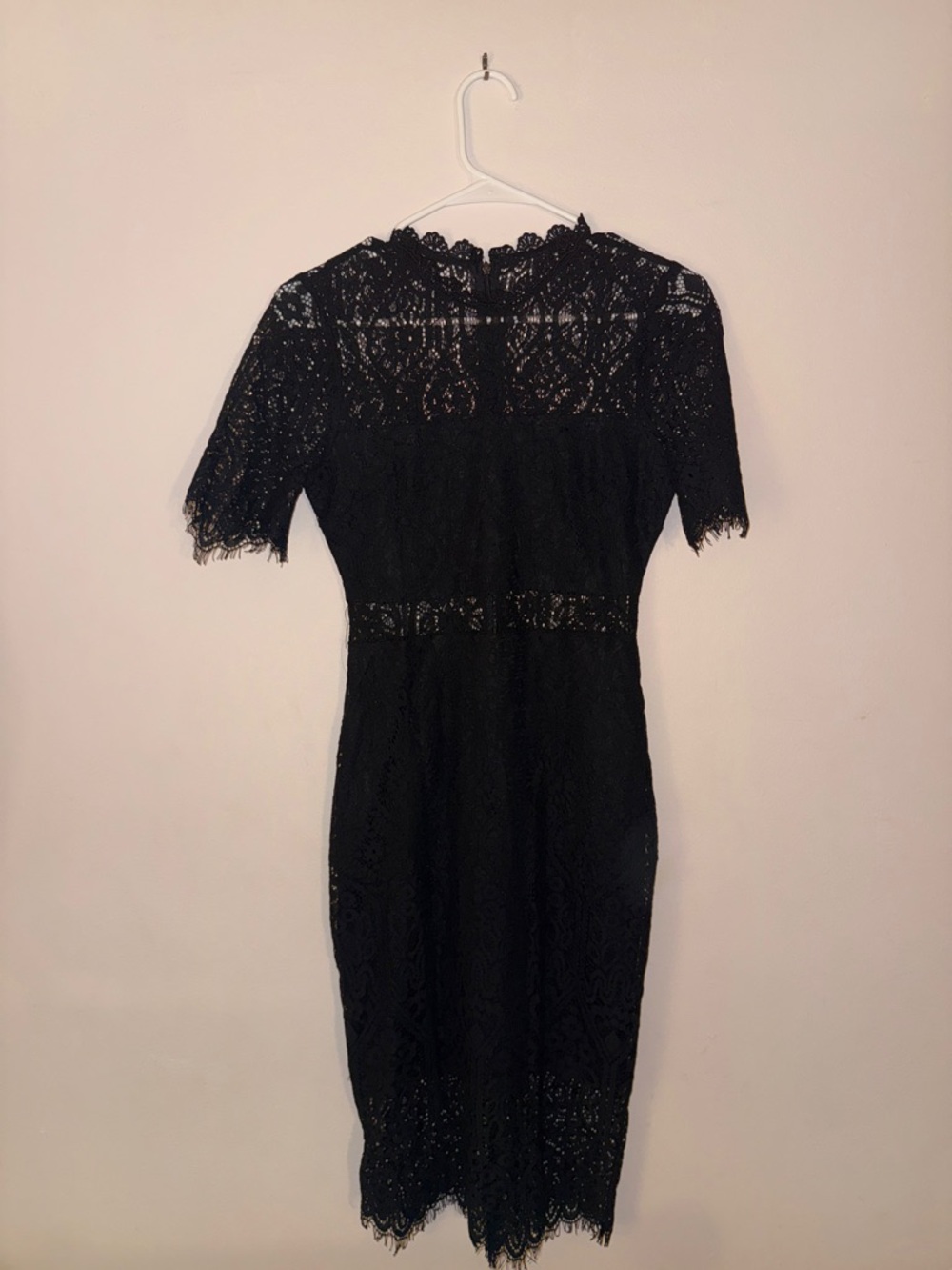 Lulu's Black Lace Midi Dress with Scalloped Trim